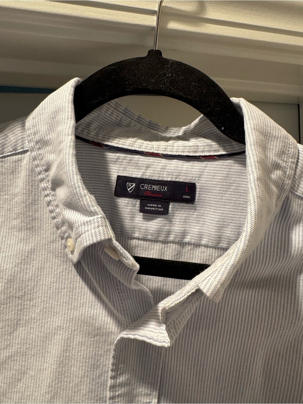 Daniel Cremieux White Shirt with Fine Light Blue Stripes